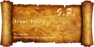 Irsai Pál névjegykártya